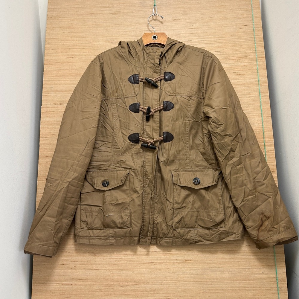 Aeropostale Womens Tan Brown Hooded Toggle‎ Utility Jacket Size Large L 5977